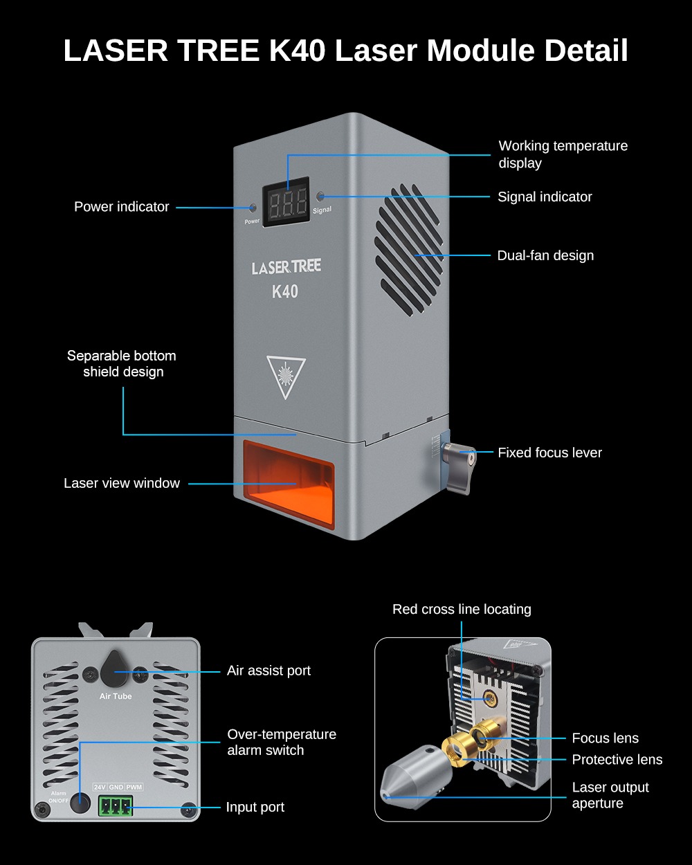 Лазерный модуль K40 44 Вт с вы – обзор и цена Diode Laser Module
